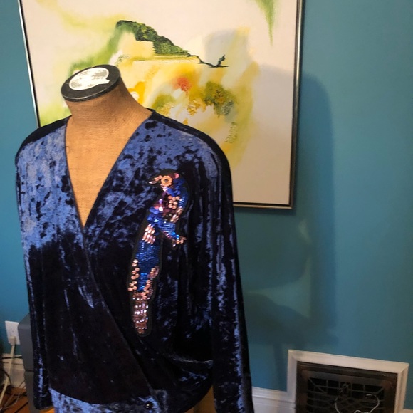 Holiday Stunner Zara Velvet Semi Wrap Top NWT - Picture 5 of 7